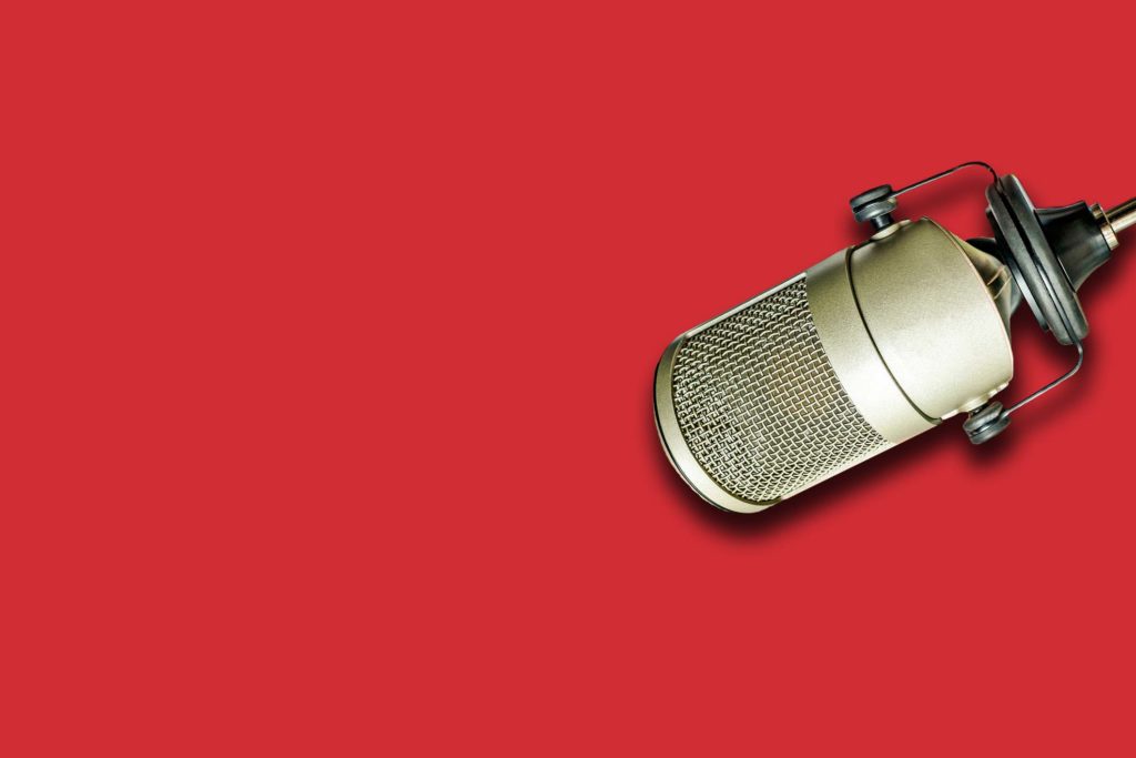 mic on red background