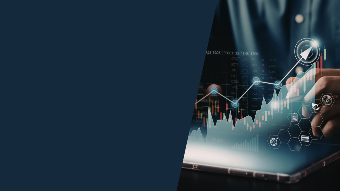 Digital dashboard with rising performance charts on a tablet, representing the impact of keeping product marketing assets updated to drive sales and revenue.