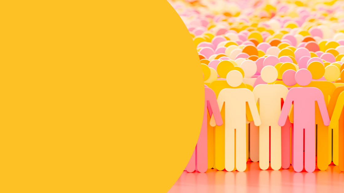 Abstract illustration of a crowd symbolizing crowded B2B markets and the need for clear positioning and messaging.