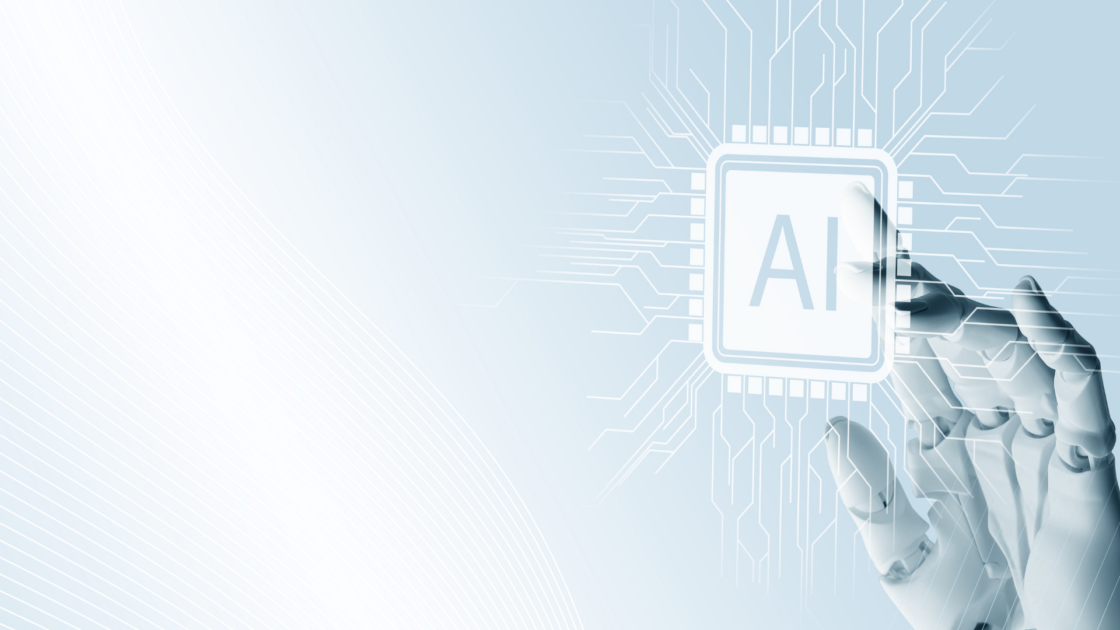 Robotic hand selecting an AI microchip, symbolizing AI in go-to-market initiatives and the growing need to align technology, messaging, processes, and human expertise to drive business results.